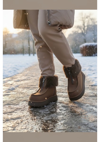 Kürk Detaylı Kadın Bot - Sıcak Tutan, Kaymaz Ortopedik Tabanlı Konforlu Kışlık Bot modelleri