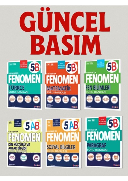 5. Sınıf Matematik - Fen B. - Türkçe - Paragraf - Sosyal Bilgiler - Din K. (B) Set Soru Bankaları