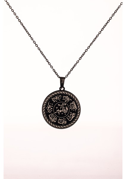 Siyah Renk Ashab-I Kehf Kıtmr Çelik Kolye Paslanmaz Zincir Kararmaz fiyatları