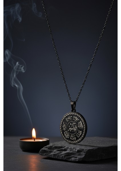 Siyah Renk Ashab-I Kehf Kıtmr Çelik Kolye Paslanmaz Zincir Kararmaz fırsatları