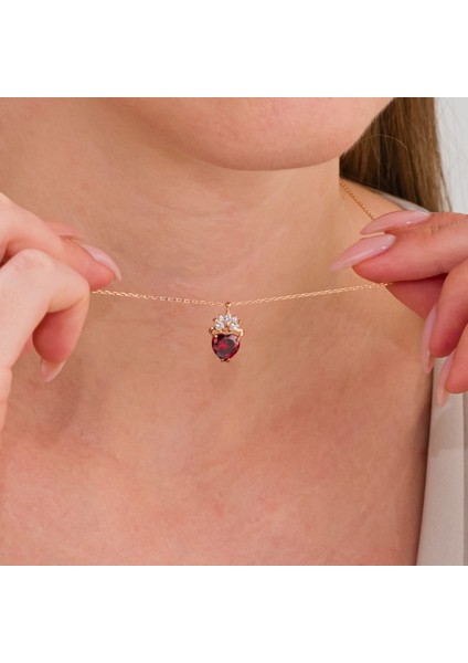 925 Ayar Markiz Taşlı Kalp Gümüş Kolye fiyatları