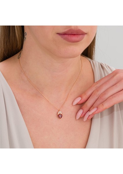 925 Ayar Markiz Taşlı Kalp Gümüş Kolye modelleri