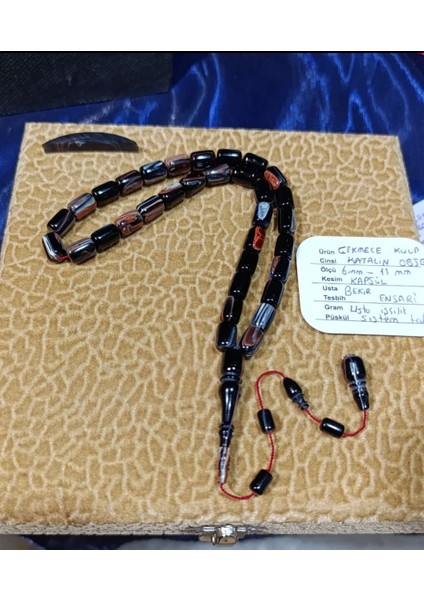 Bekir Ensari Usta Imzalı Çekmece Kulp Obje Katalin Tesbih | 6X11 mm