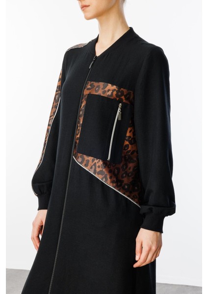 Ht Leopar Ince Ipekçe Dökümlü Spor Zamansız Kap Ferace-Siyah fırsatları