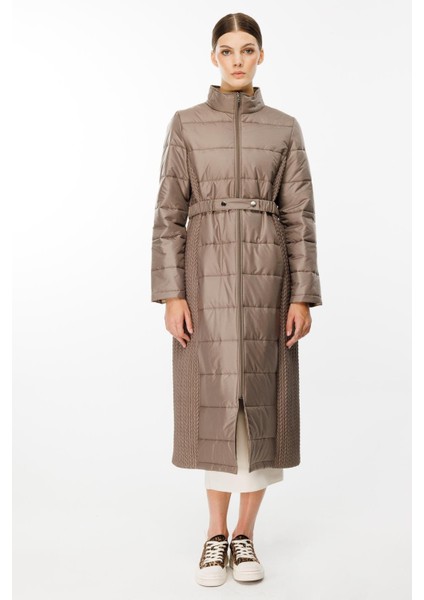 Leaf Işleme Yan Esnek Kapitone Dokuma Içi Dolgulu Kaban Manto-Vizon fiyatları