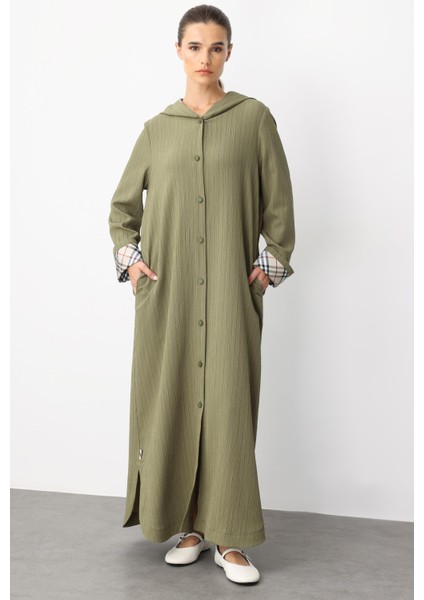 x Garni Spor Ince Hafif Özel Dokulu Zamansız Ferace Kap-Haki