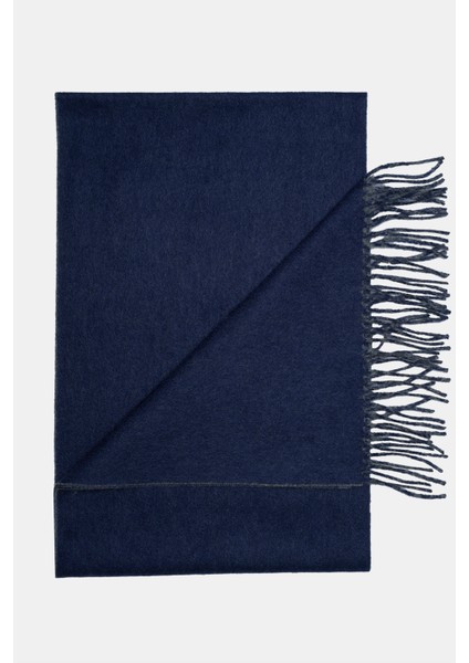 Erkek Lacivert Kaşmir Çift Taraflı Kaşkol