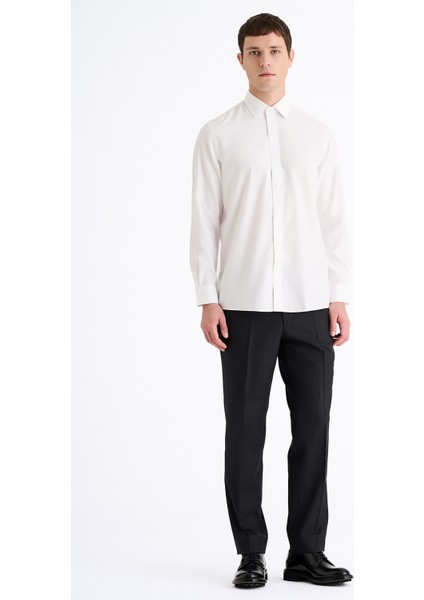 Erkek Beyaz Cooper Fit Kravat Yaka Balıksırtı Klasik Gömlek fiyatları