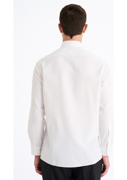 Erkek Beyaz Cooper Fit Kravat Yaka Balıksırtı Klasik Gömlek fırsatları