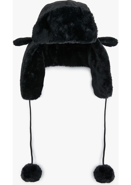 Ponpon Detaylı Peluş Pilot Şapka