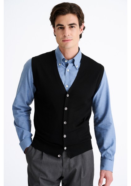 Erkek Siyah Yün Süveter modelleri