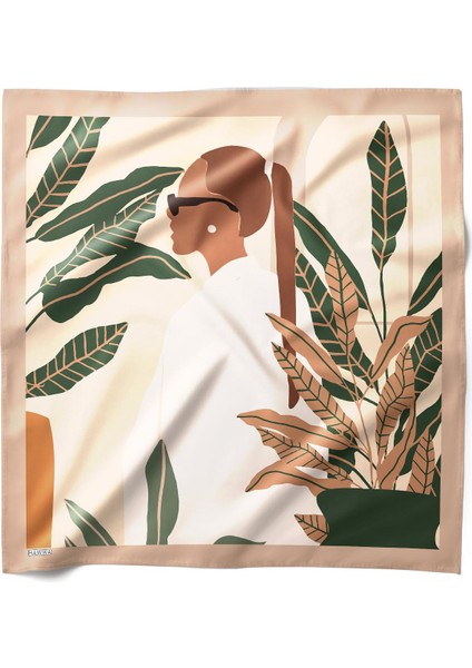 Tropikal Modern Kadın Desenli Bandana Fular