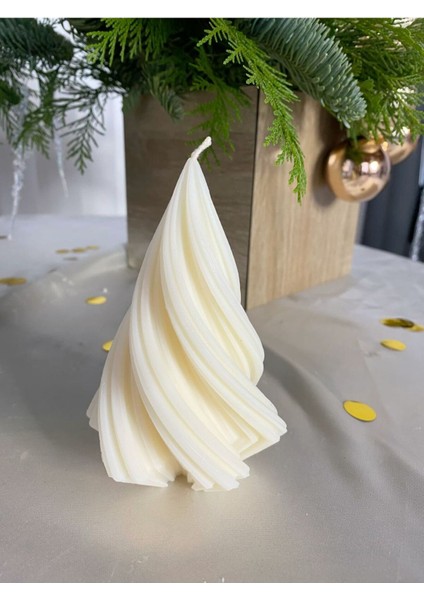 Lumıerı Candle El Yapımı Kokusuz Çam Ağacı Yeni Yıl Dekoratif Kalıp – Kırık Beyaz -10-12 cm fırsatları