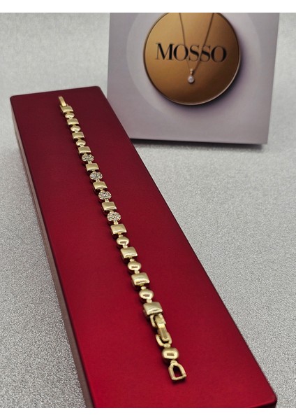 Xuping Yuvarlak Kare Model Zirkon Taş Detaylı Altın Renk Çelik Bileklik indirimleri