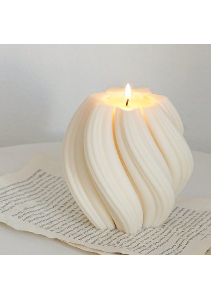 Lumıerı Candle El Yapımı Kokusuz Burgu Desenli Dekoratif Kalıp – Kırık Beyaz -10*10 indirimleri