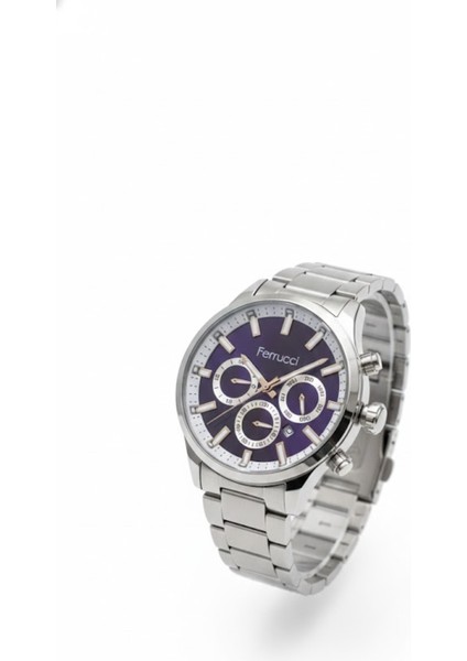 Erkek Kol Saati Gümüş Renk, Mor Kadran – Şık Metal Kordon, 2 Yıl Garantili