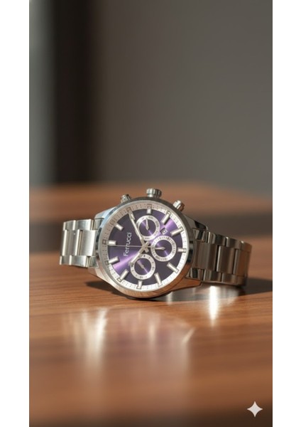 Erkek Kol Saati Gümüş Renk, Mor Kadran – Şık Metal Kordon, 2 Yıl Garantili fiyatları