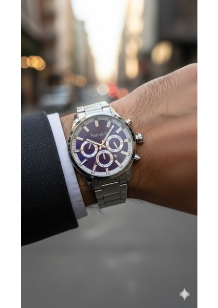Erkek Kol Saati Gümüş Renk, Mor Kadran – Şık Metal Kordon, 2 Yıl Garantili modelleri