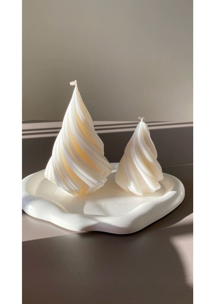 Lumıerı Candle El Yapımı Kokusuz Çam Ağacı Yeni Yıl Dekoratif Kalıp – Kırık Beyaz -10-12 cm indirimleri