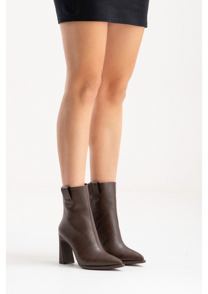 Aja Kahverengi Cilt Kadın Kalın Topuklu Çizme Olabilen Bot modelleri