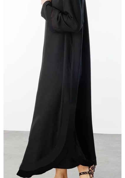 Şifon ve Garni Detaylı Hafif, Ince Ipekçe Kap-Siyah fırsatları