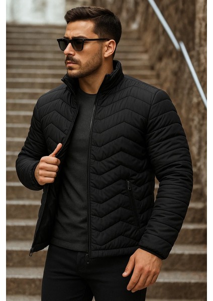 Erkek Kışlık Trend Siyah Kapitone Şişme Mont fiyatları