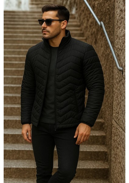 Erkek Kışlık Trend Siyah Kapitone Şişme Mont fırsatları