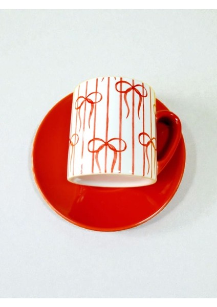 Yeni Yıl Ruhu Fiyonk Detaylı Kırmızı Türk Kahvesi Fincan Seti 2'li fiyatları