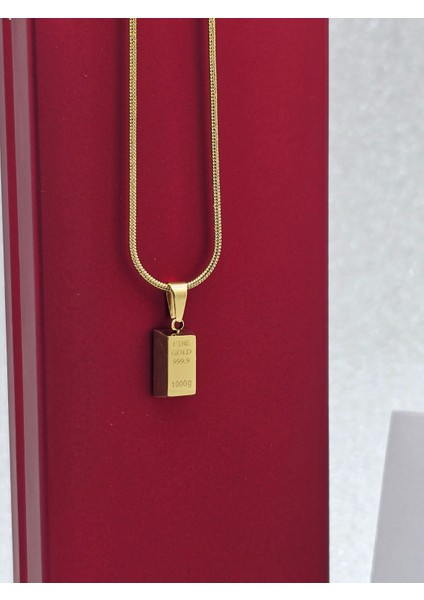 Xuping Külçe Model Altın Renk Çelik Kolye Köşeli Standart Boy