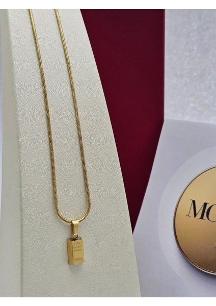 Xuping Külçe Model Altın Renk Çelik Kolye Köşeli Standart Boy modelleri