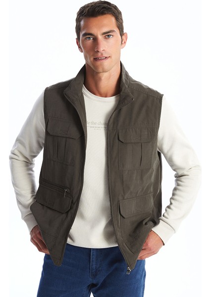 Yeni Sezon Standart Kalıp Dik Yaka Erkek Avcı Yeleği