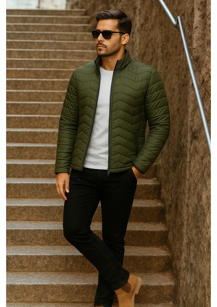 Erkek Kışlık Trend Haki Kapitone Şişme Mont fırsatları