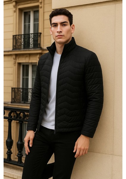 Erkek Premium Basic Kapitone Siyah Şişme Mont fırsatları