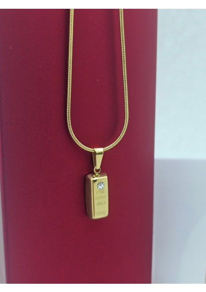 Xuping Zirkon Taşlı Külçe Model Çelik Kolye Büyük Boy modelleri