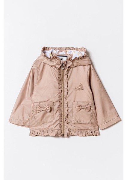 Kız Kapüşonlu Nakışlı Rüzgarlık & Yağmurluk 1 - 5 Yaş