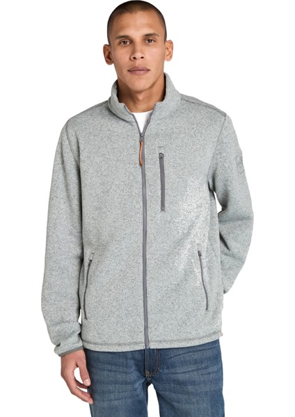 TB0A44T10521-MELANGE Fleece Jacket Gri Regular Fit Taşlamalı Erkek Ceket