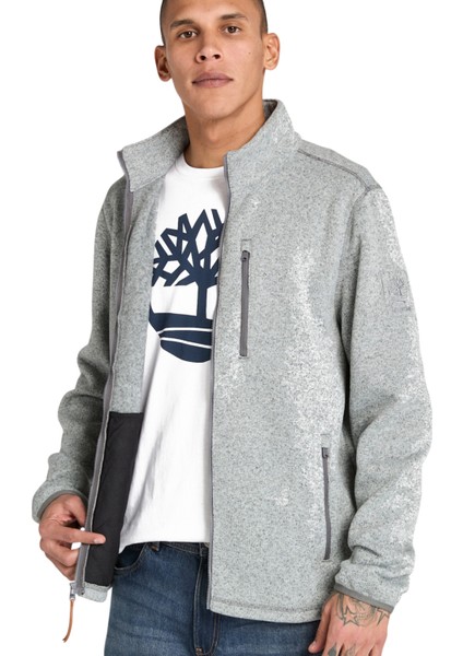 TB0A44T10521-MELANGE Fleece Jacket Gri Regular Fit Taşlamalı Erkek Ceket fırsatları