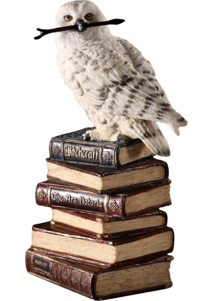 Kitap Yığını Üzerindeki Sihirli Değnekli Hedwig Kar Baykuşu Biblosu / Küçük Boy