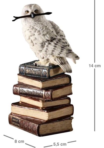 Kitap Yığını Üzerindeki Sihirli Değnekli Hedwig Kar Baykuşu Biblosu / Küçük Boy indirimleri