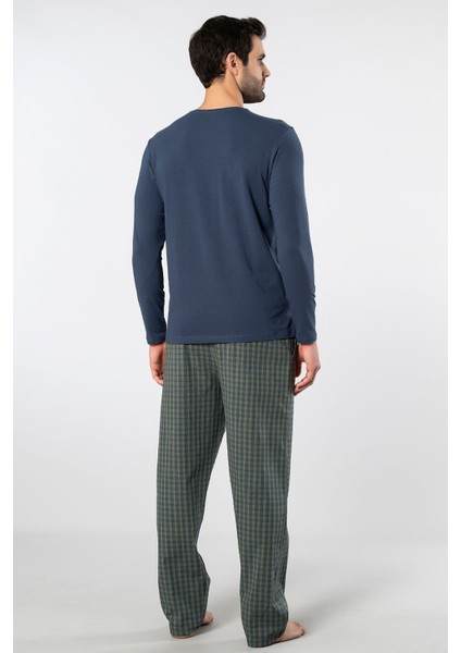 Erkek Poplin O Yaka Uzun Kollu Pijama Takım 2239/YEŞIL 3 modelleri