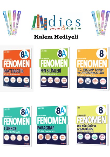 8. Sınıf Matematik + Fen B. + Inkılap T. + Türkçe + Paragraf + Din Kültürü Sb. (A) Set