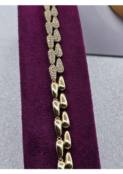 Xuping Damla Model Ortası Zirkon Taş Detaylı Altın Renk Çelik Bileklik