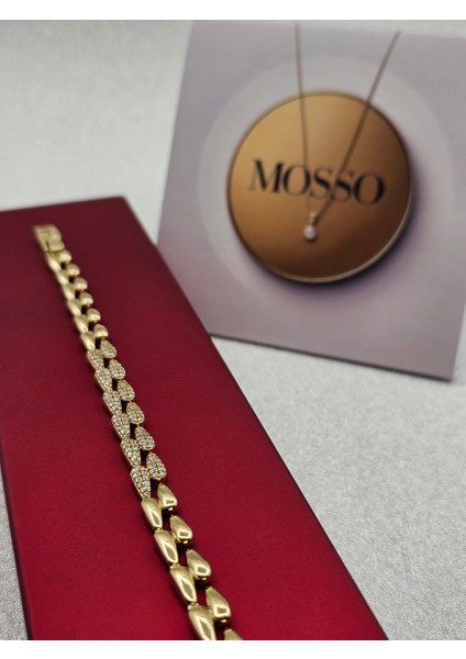 Xuping Damla Model Ortası Zirkon Taş Detaylı Altın Renk Çelik Bileklik modelleri