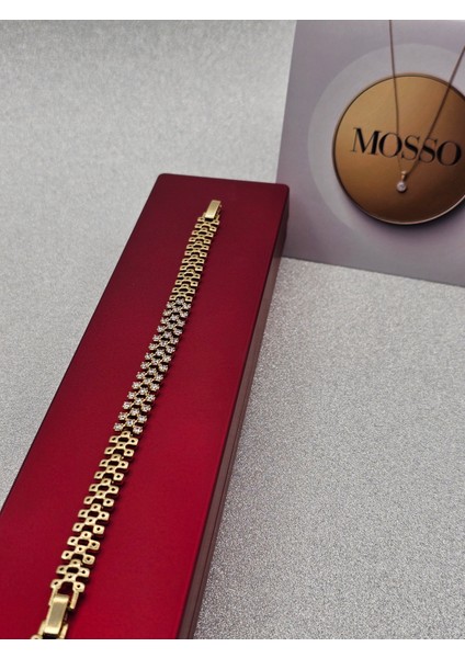 Xuping Hasır Model Zirkon Taş Detaylı Altın Renk Çelik Bileklik modelleri