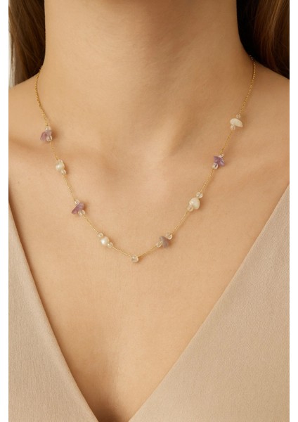 Doğal Taş Ametistli Kolye