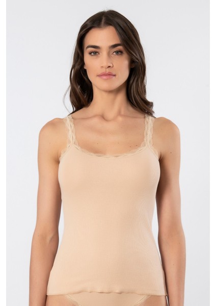 Türen Kadın Likralı Dantelli Ip Askılı Kaşkorse 926/TEN