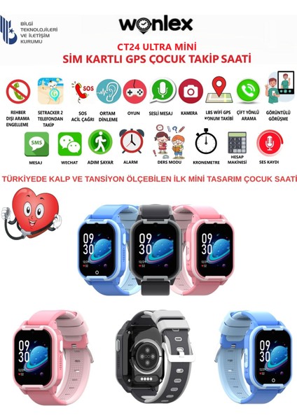 CT24 Mini Sim Kartlı 4g Video Görüşme Gps Takip Saati