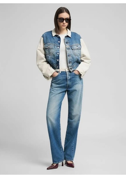 Kadın Mavi Düz Kesim Jean Pantolon