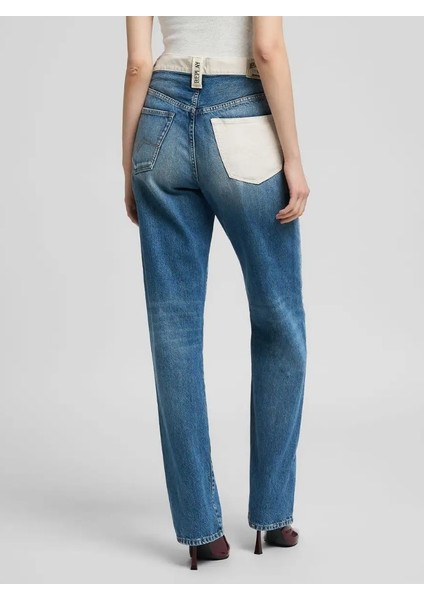 Kadın Mavi Düz Kesim Jean Pantolon modelleri