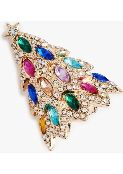 Yılbaşı Ağacı Temalı Taş Detaylı Broş modelleri